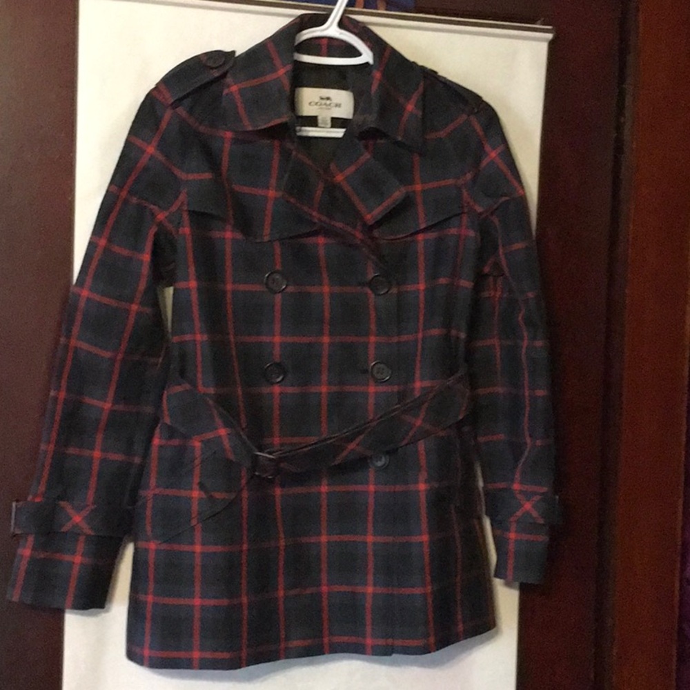 Coach woman short plaid button up jacket, XXS